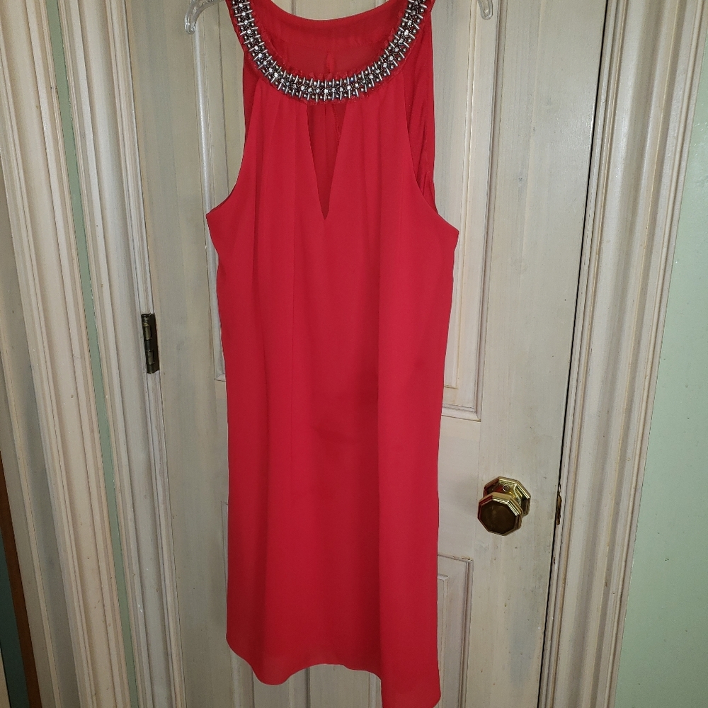 Red dress by Blue Rain Embellished beaded neckline Misses sz L